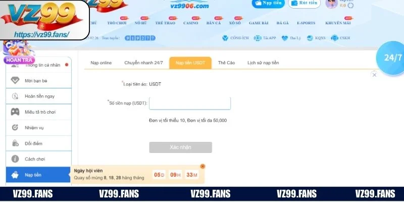 Tân binh cần nắm được 6 lưu ý quan trọng khi nạp tiền VZ99