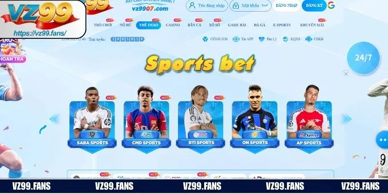 Thể thao VZ99 sở hữu nhiều sảnh cược hấp dẫn cho anh em trải nghiệm